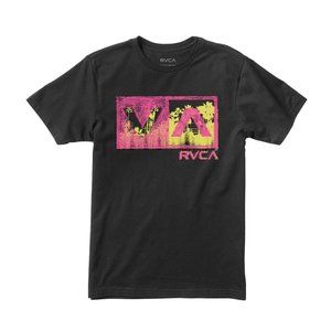 RVCA Men T-shirt Black Pink Yellow Balance Box New With Tags